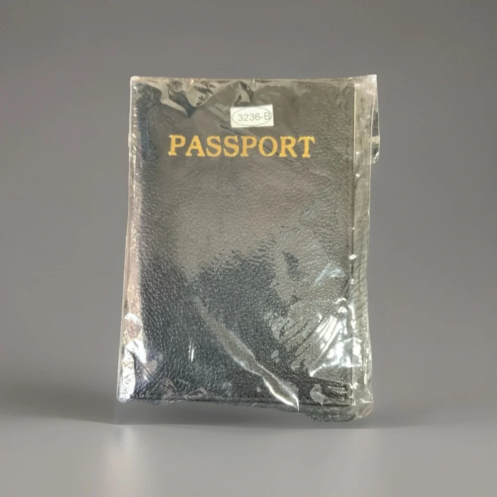 Unbranded Black Pebbled Passport Book Cover Travel Wallet Document Organizer
